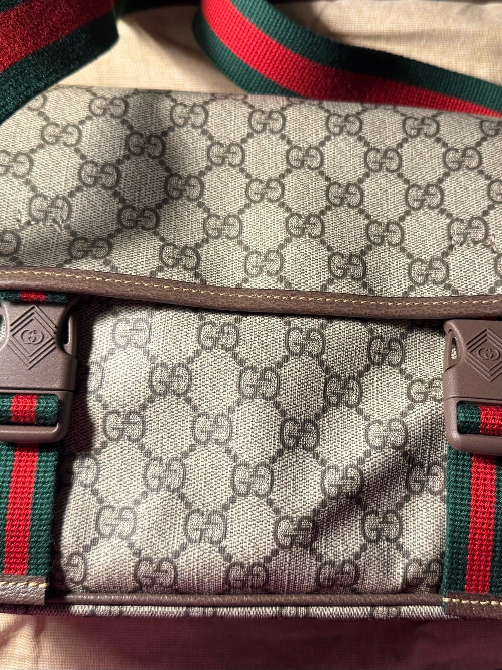 Gucci Brown Crossbody Bag with Gold-Tone Zip
